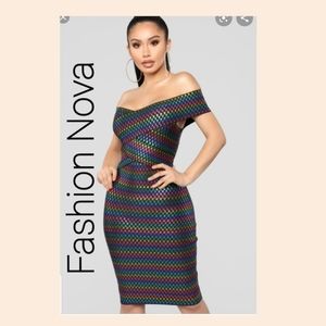 Fashion Nova Foiled Bandage Dress